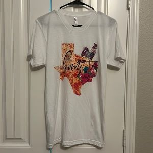 American apparel small women’s unisex t-shirt with Texas home and roses